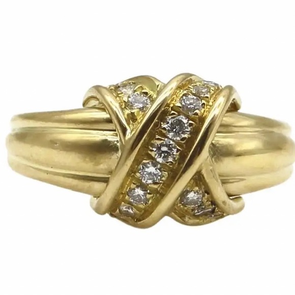 Tiffany & Co 18k gold ring with diamonds Size 5.5 - Picture 3 of 4